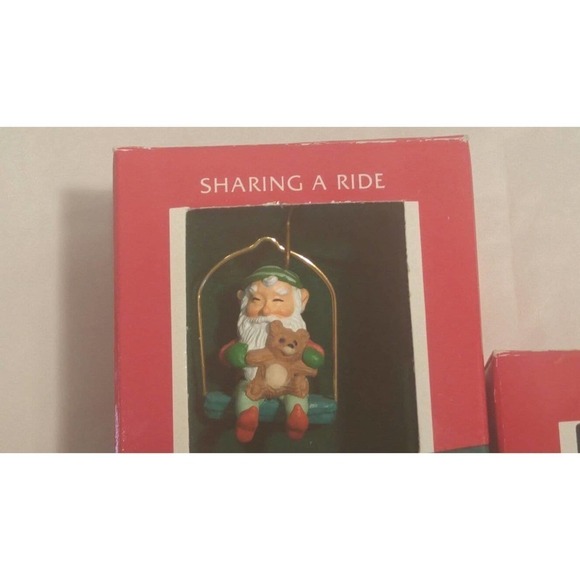 Hallmark Miniature Ornaments PENGUIN PAL and Sharing A Ride Both 1989 Vtg - Picture 3 of 3